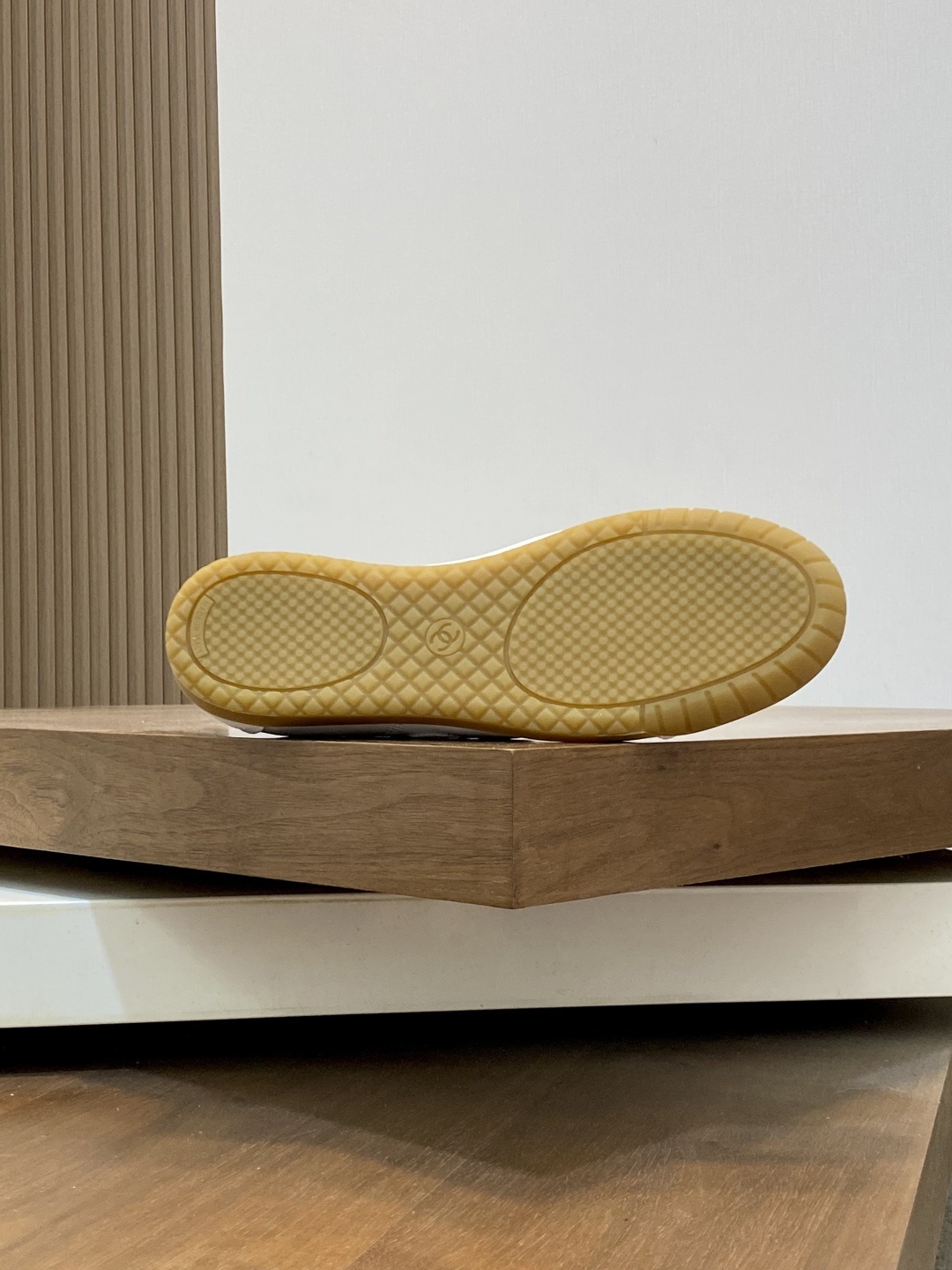 Chanel White Leather & Suede Low-Top Sneakers with Gum Sole