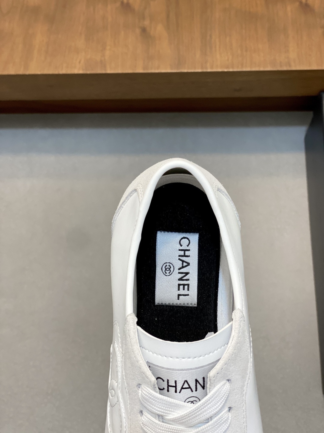 Chanel White Leather & Suede Low-Top Sneakers with Gum Sole