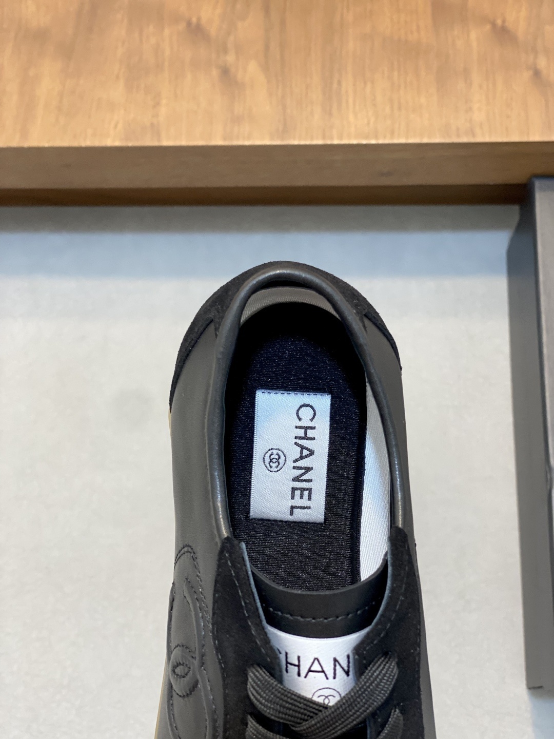 Chanel Black Leather & Suede Sneakers with Iconic CC Logo