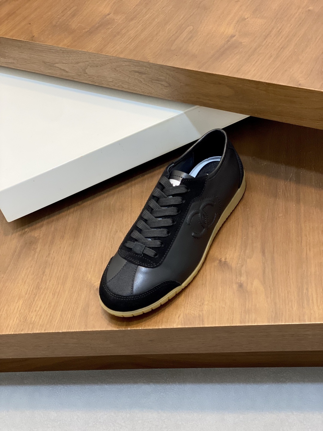 Chanel Black Leather & Suede Sneakers with Iconic CC Logo