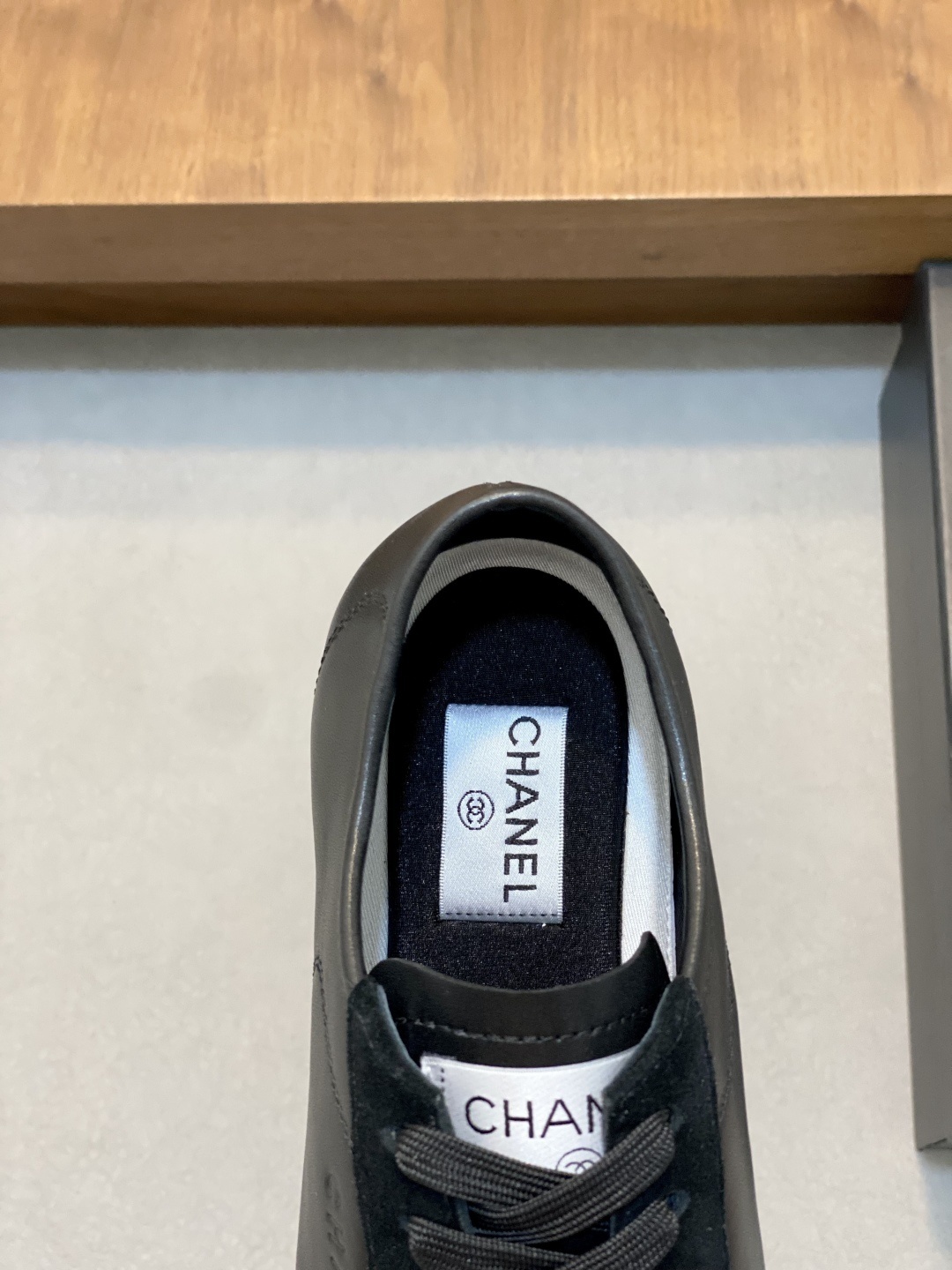 Chanel Black Leather Low-Top Sneakers with Suede Accents
