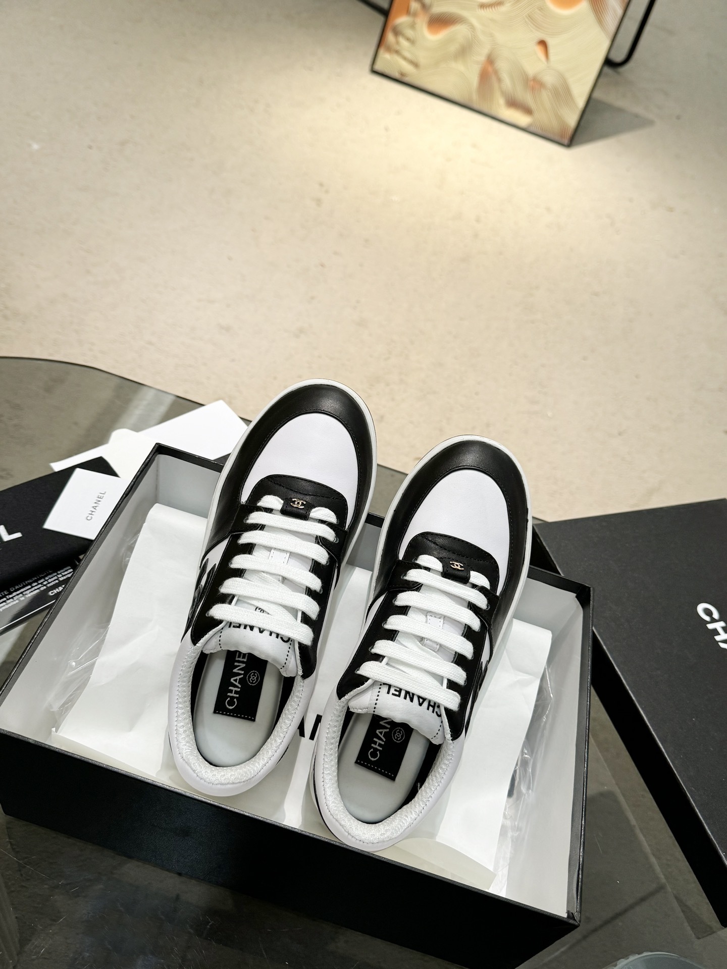 Chanel CC Logo Leather Sneakers - Premium Designer Fashion Trainers