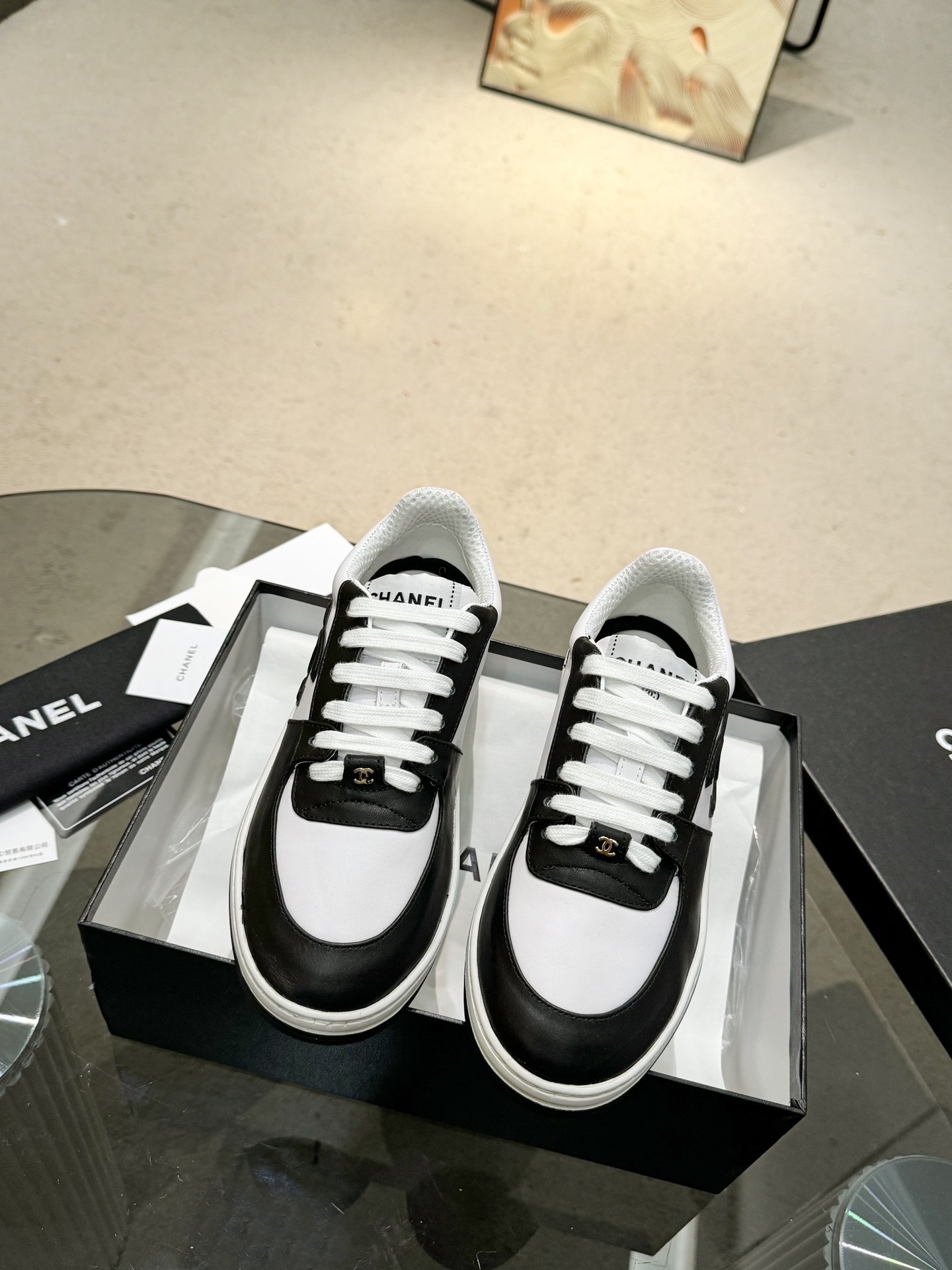 Chanel CC Logo Leather Sneakers - Premium Designer Fashion Trainers