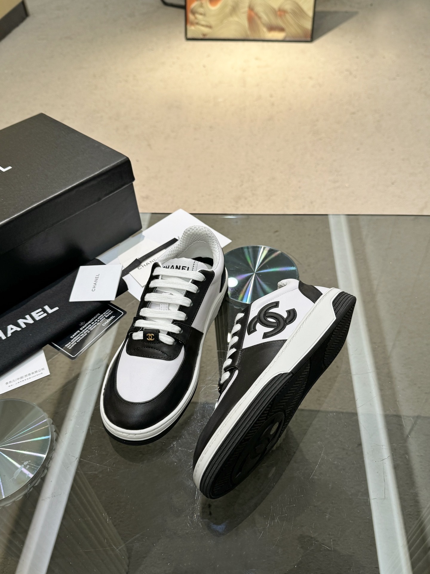 Chanel CC Logo Leather Sneakers - Premium Designer Fashion Trainers