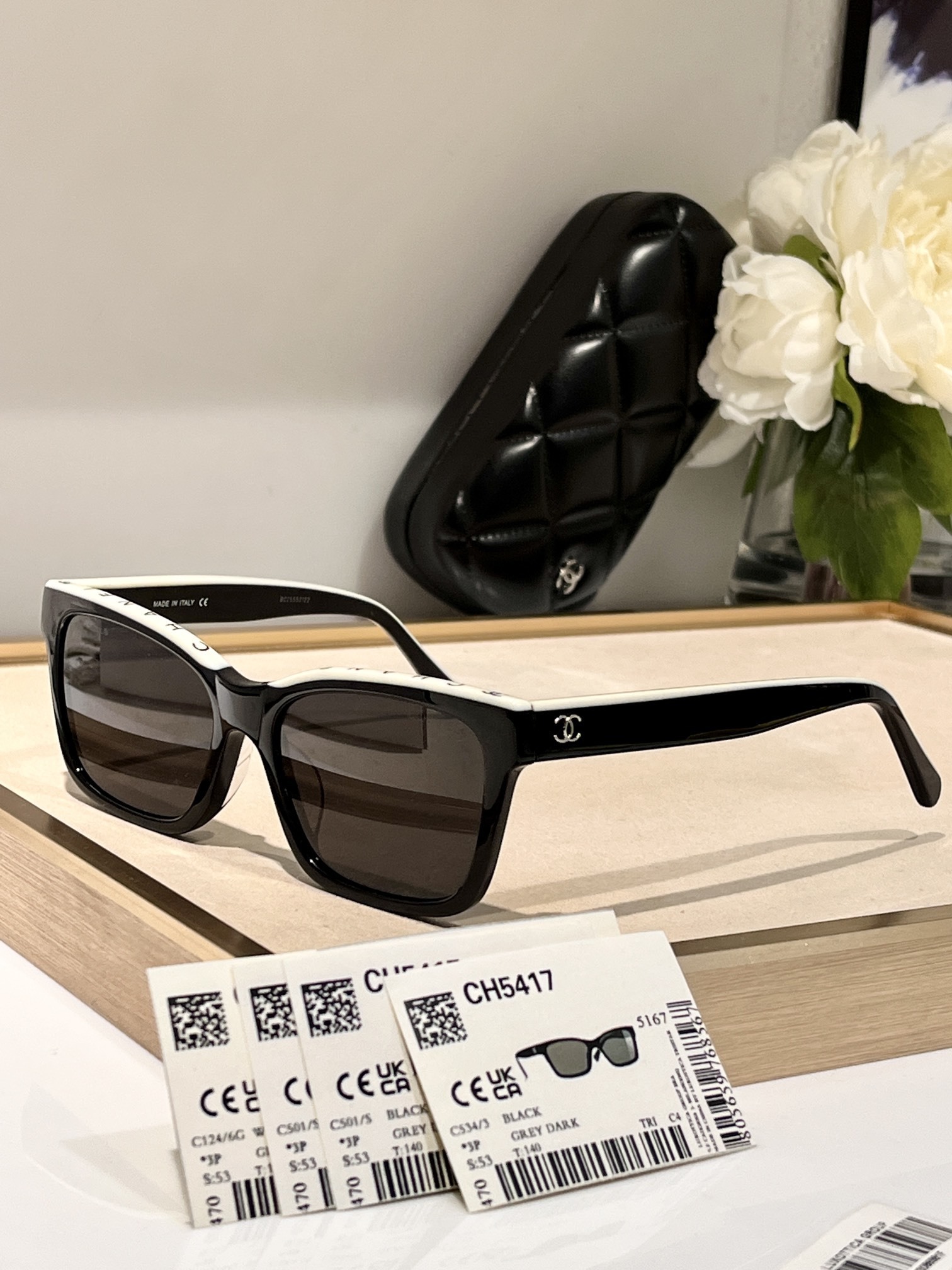 Chanel CH5417 Luxury Square Sunglasses with Logo Top Rim
