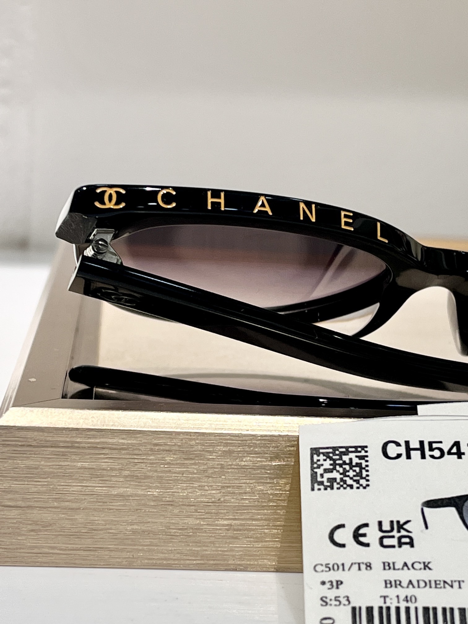 Chanel CH5414 Black Butterfly Sunglasses - Gradient Grey Lenses