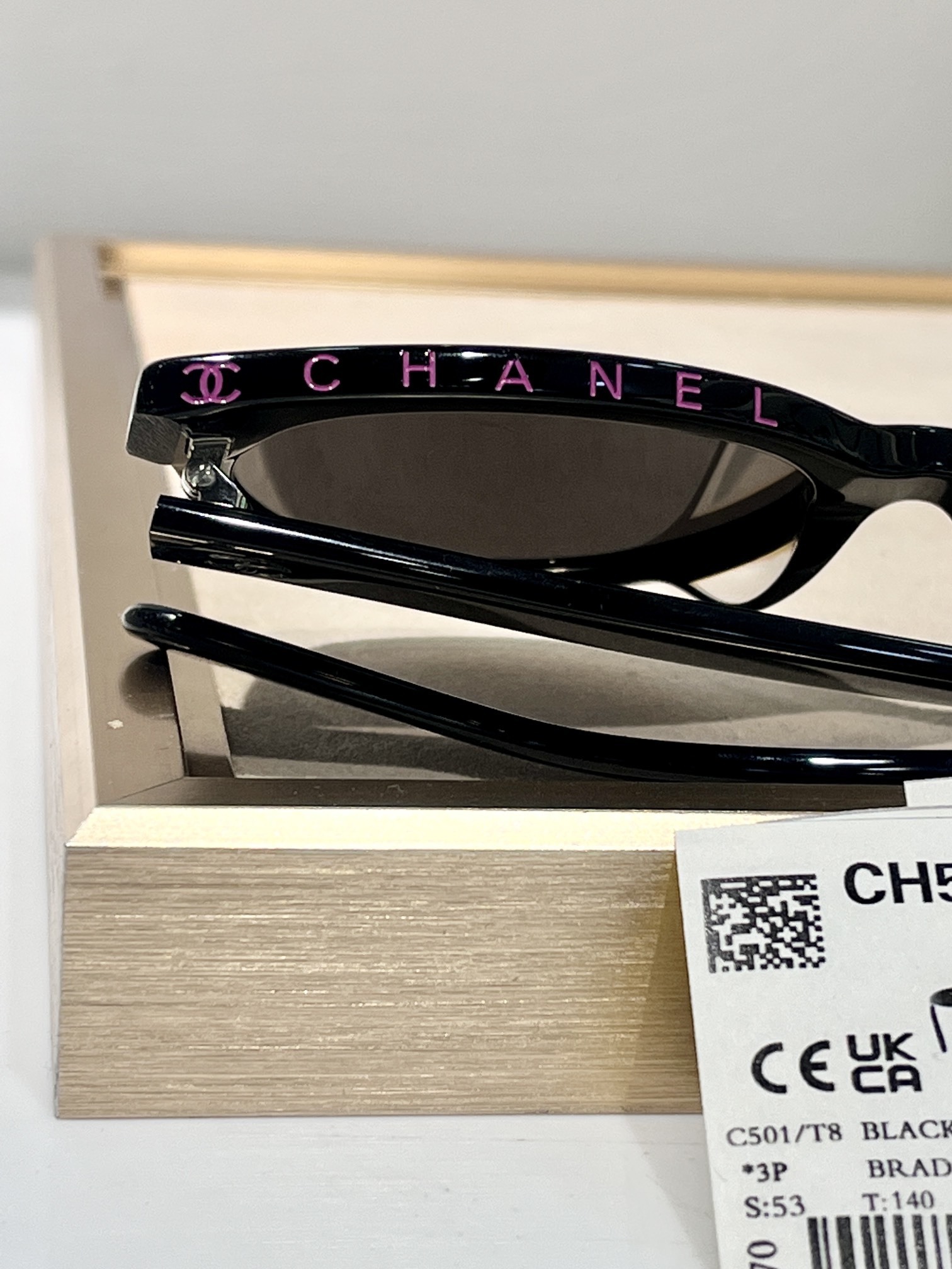 Chanel CH5414 Black Butterfly Sunglasses - Gradient Grey Lenses