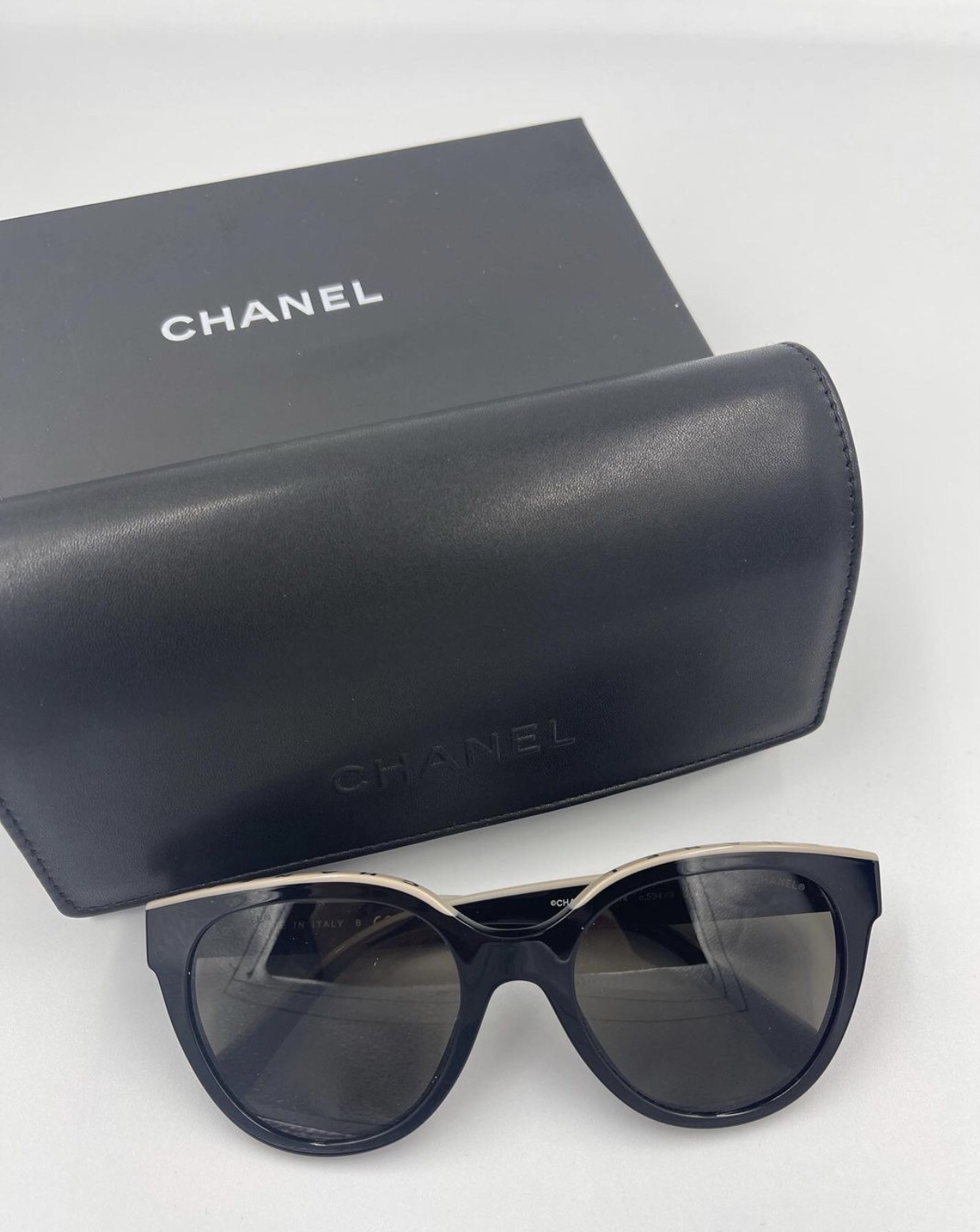 Chanel Luxury Butterfly Sunglasses 5414 Black and Beige Logo