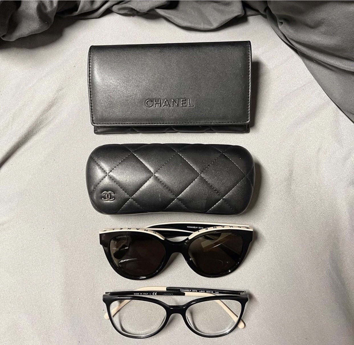 Chanel Luxury Butterfly Sunglasses 5414 Black and Beige Logo