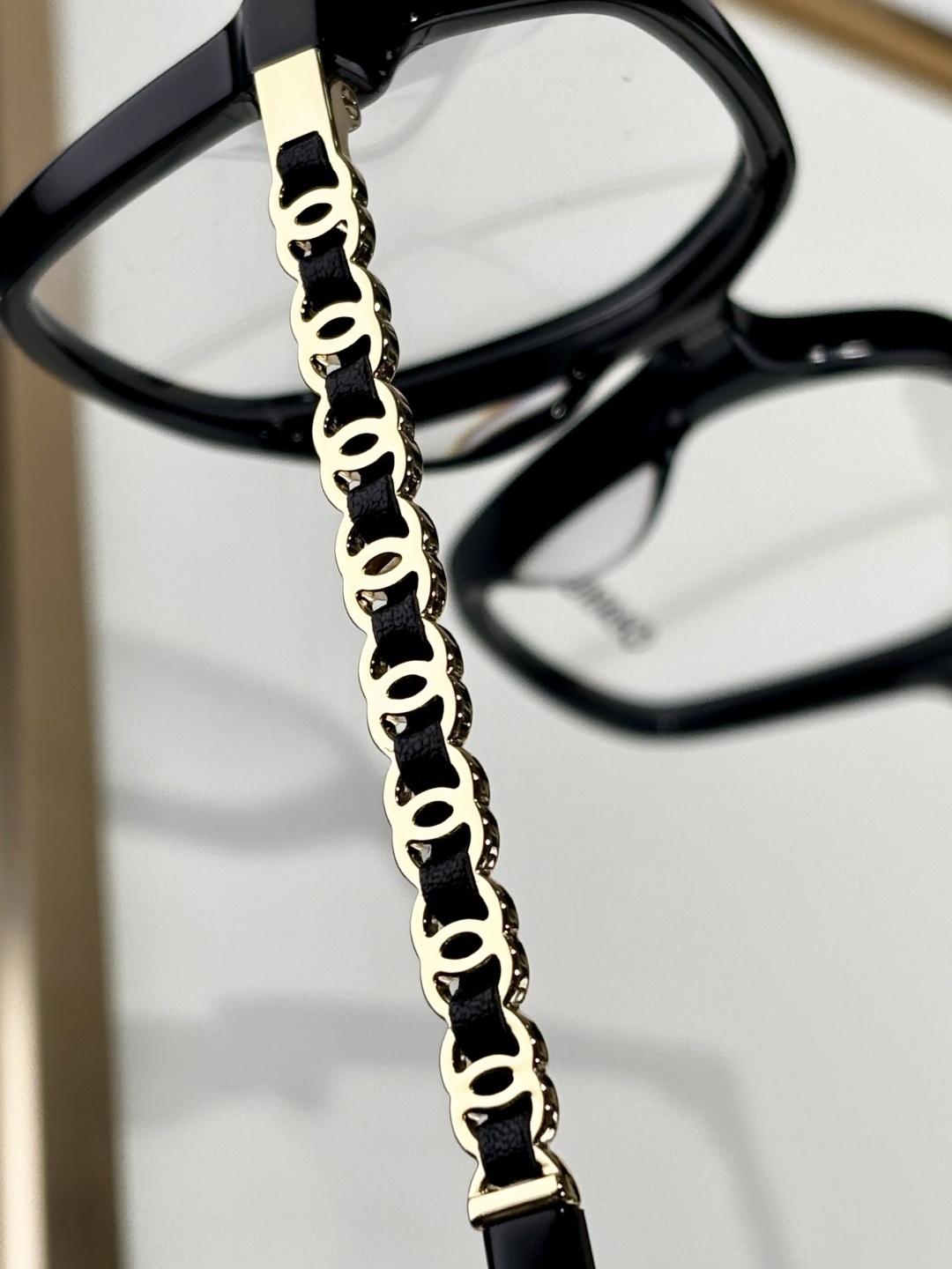 Chanel 0CH3489Q Luxury Square Eyeglasses with Gold Chain Temples