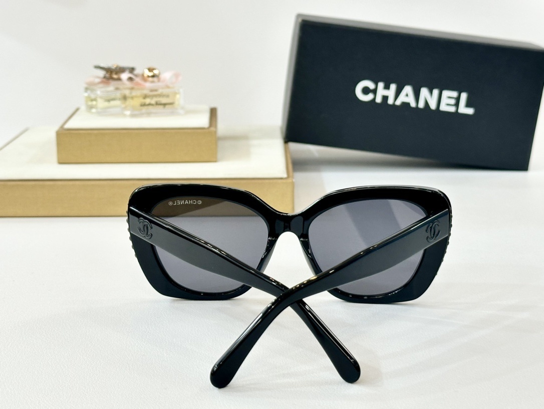 Chanel Pearl Embellished Oversized Butterfly Sunglasses for Women
