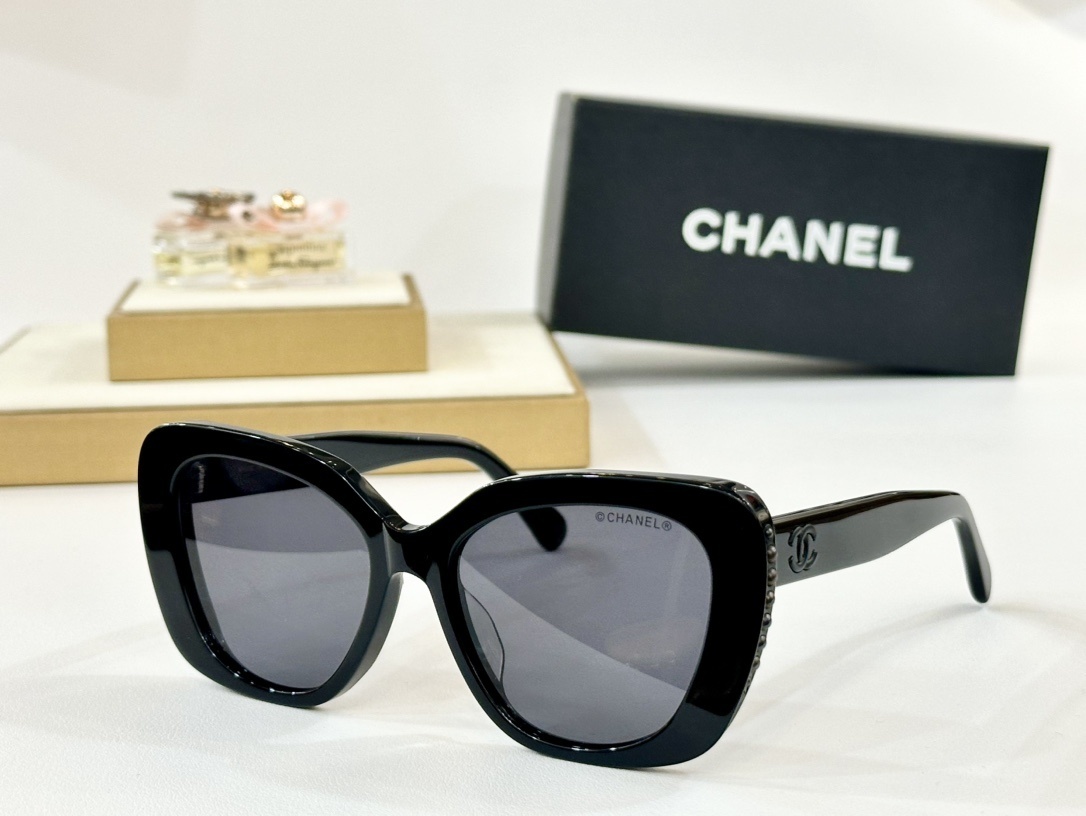 Chanel Pearl Embellished Oversized Butterfly Sunglasses for Women