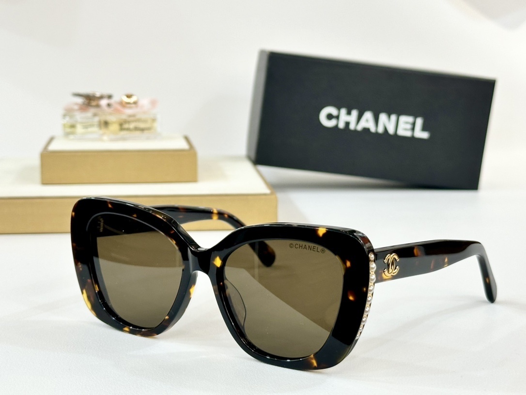 Chanel Pearl Embellished Oversized Butterfly Sunglasses for Women