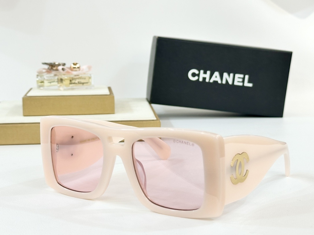Chanel Oversized Square Sunglasses - Black with Gold CC Logo