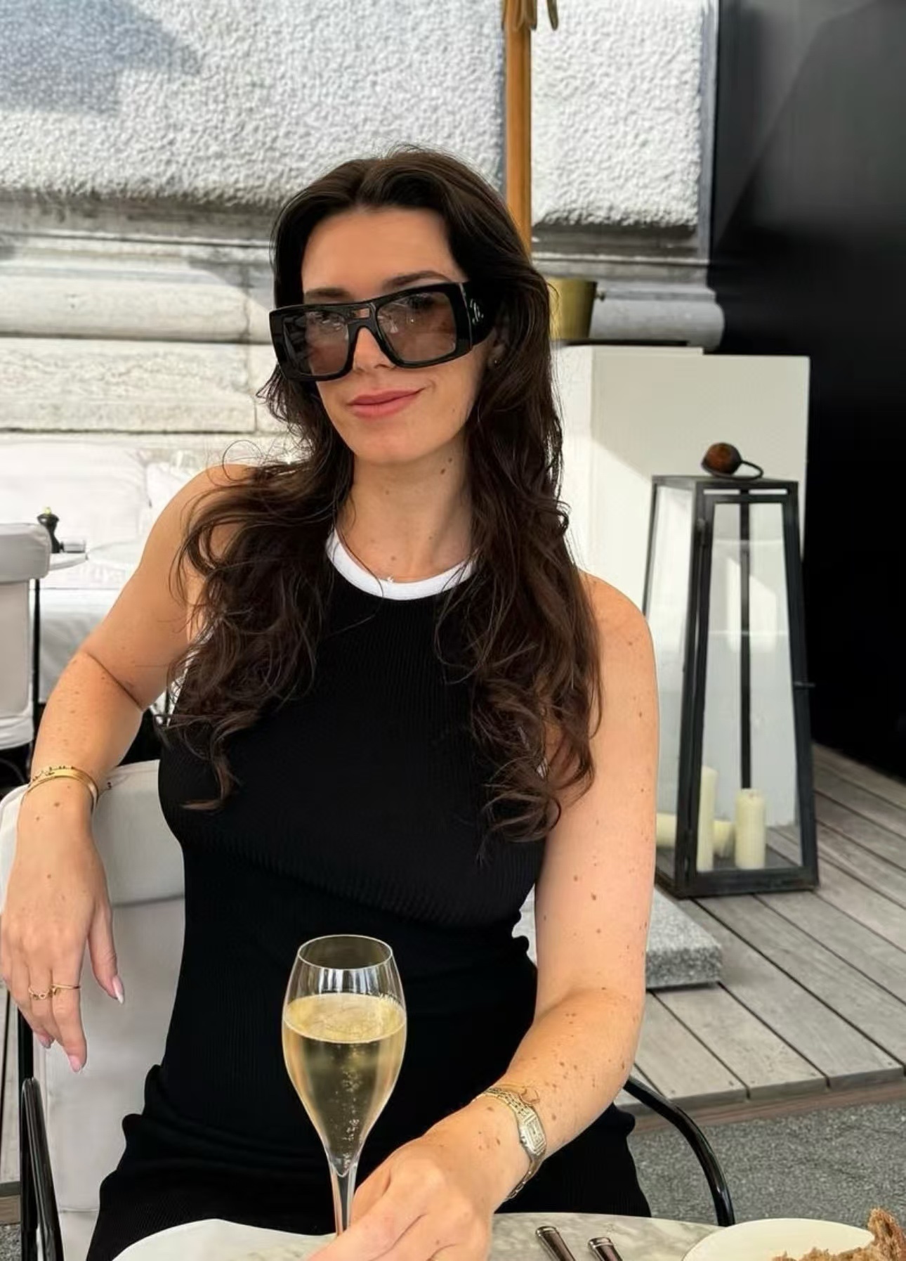 Oversized Square Sunglasses for Women - Vintage Retro Black Frame