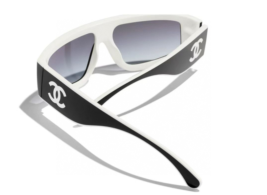 Chanel Oversized Shield Sunglasses - Black and White Luxury Eyewear
