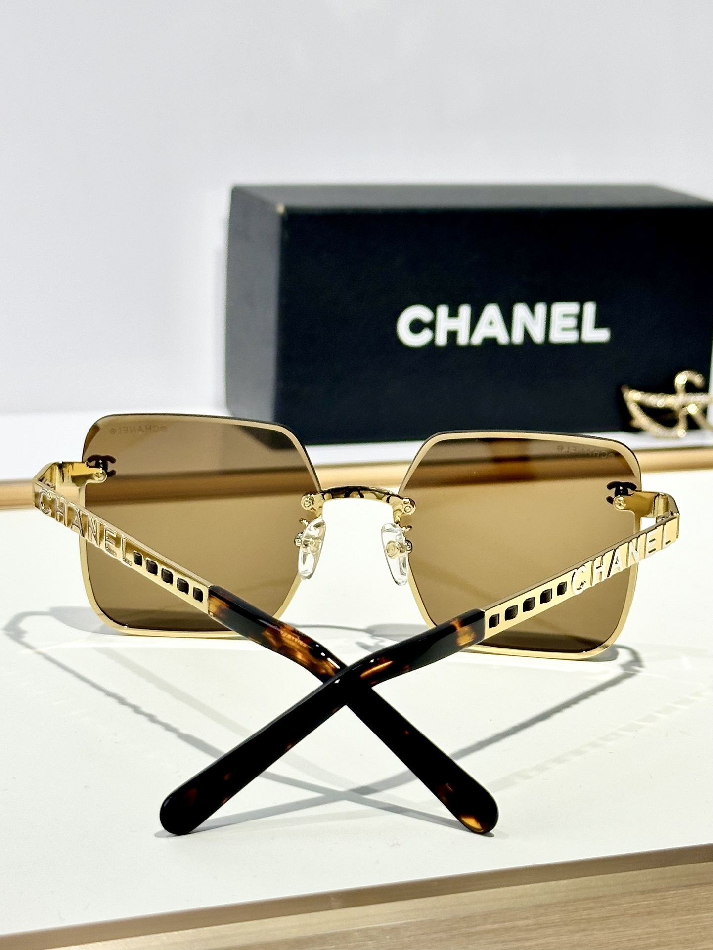 Chanel Square Rimless Sunglasses - Luxury Gradient Lens Eyewear