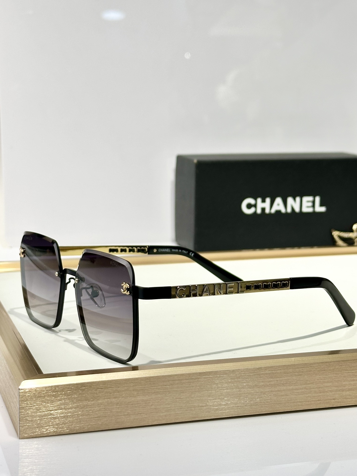 Chanel Square Rimless Sunglasses - Luxury Gradient Lens Eyewear