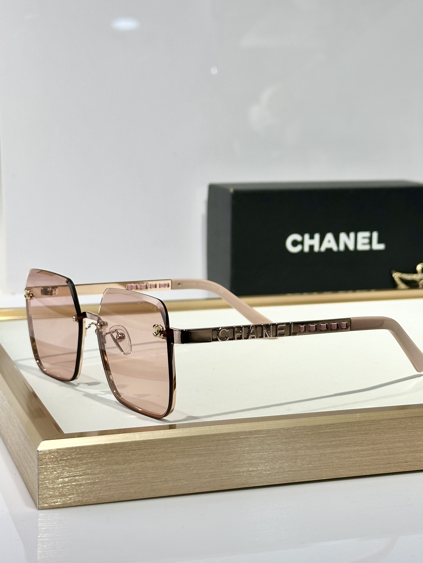 Chanel Square Rimless Sunglasses - Luxury Gradient Lens Eyewear