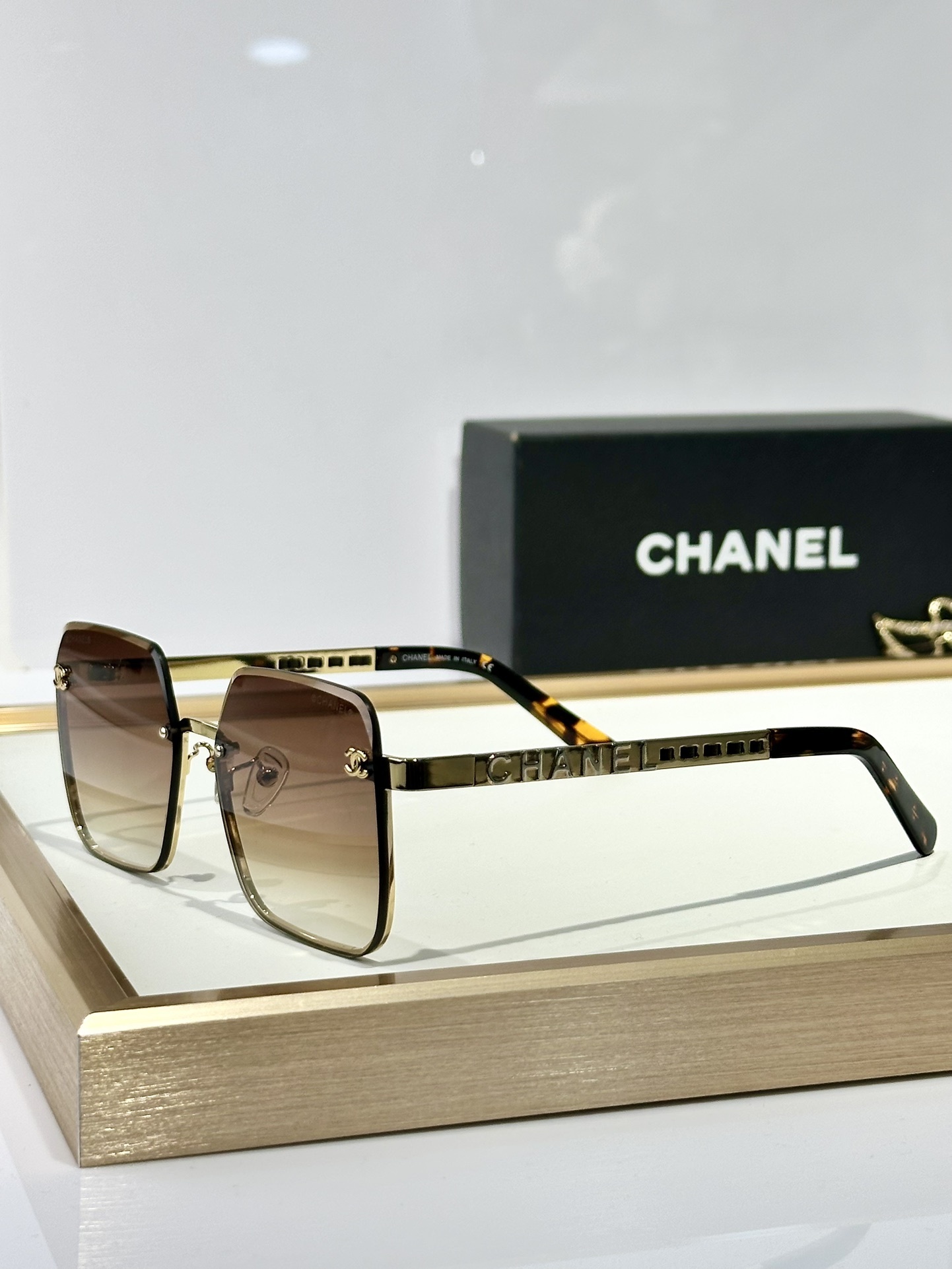 Chanel Square Rimless Sunglasses - Luxury Gradient Lens Eyewear