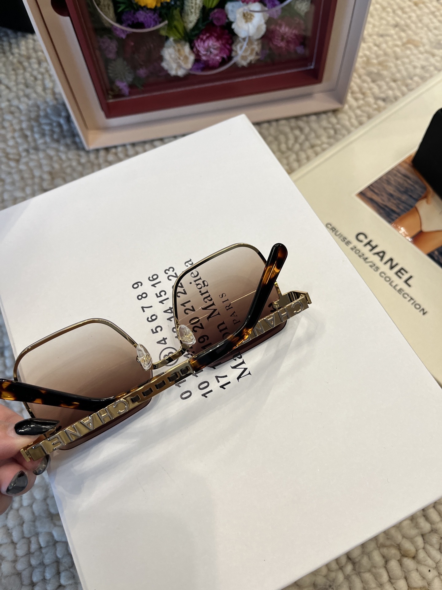 Chanel Oversized Square Sunglasses - Brown Gradient & Gold Metal