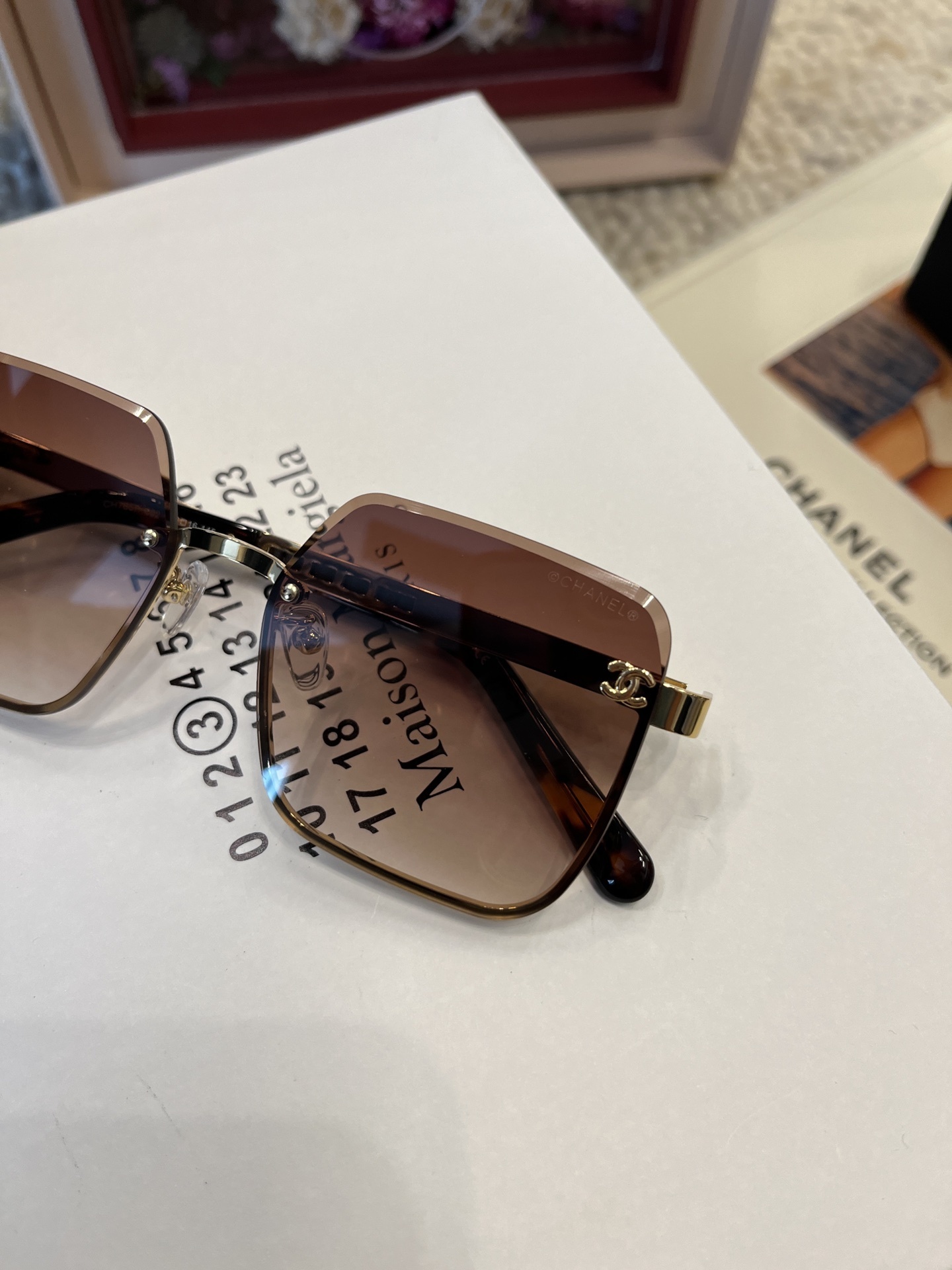 Chanel Oversized Square Sunglasses - Brown Gradient & Gold Metal