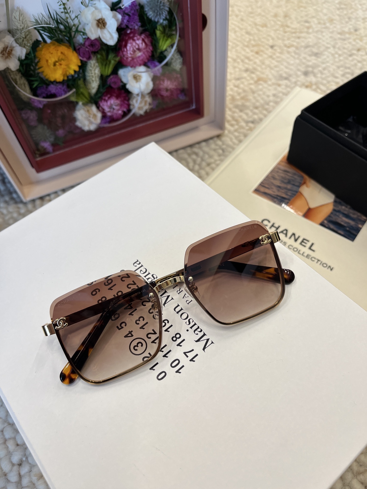 Chanel Oversized Square Sunglasses – Brown Gradient & Gold Metal