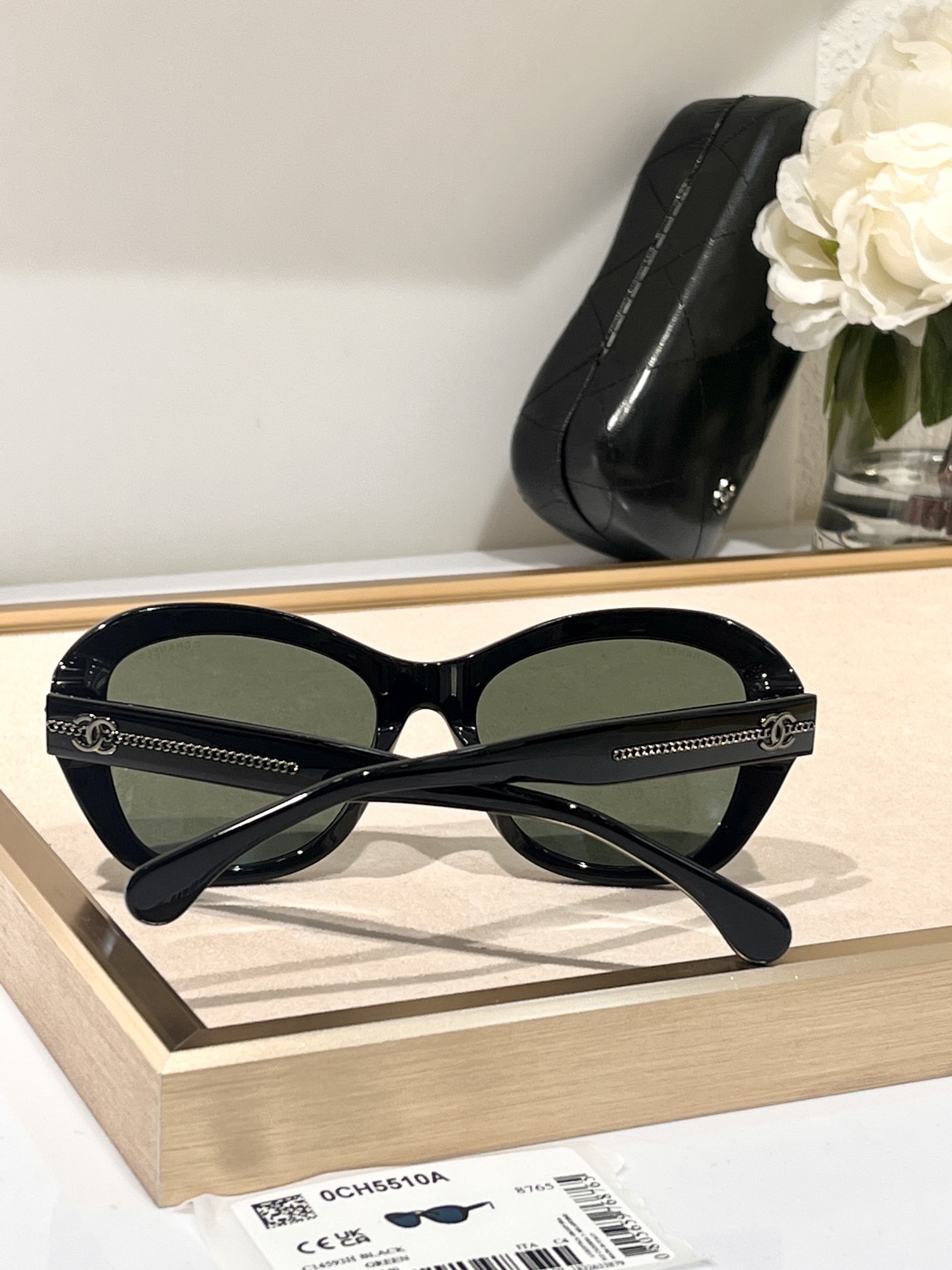 Chanel CH5510 Black Butterfly Sunglasses - Elegant Chain Detail
