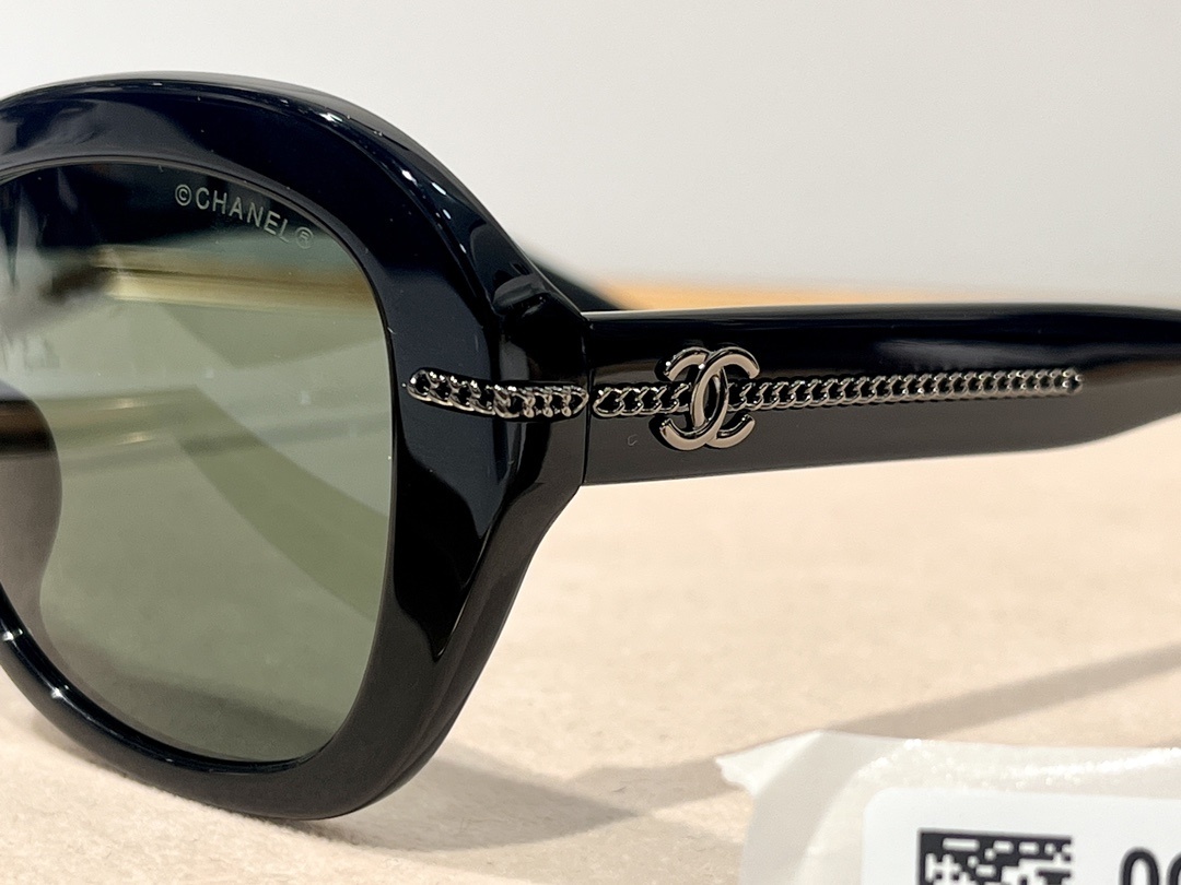 Chanel CH5510 Black Butterfly Sunglasses - Elegant Chain Detail
