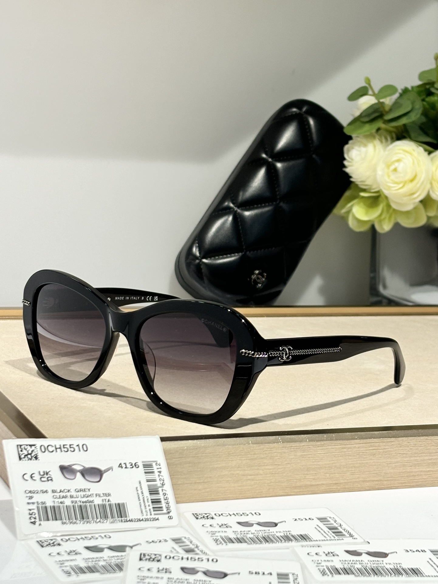 Chanel 5510 Butterfly Sunglasses - Black Grey Gradient Lenses