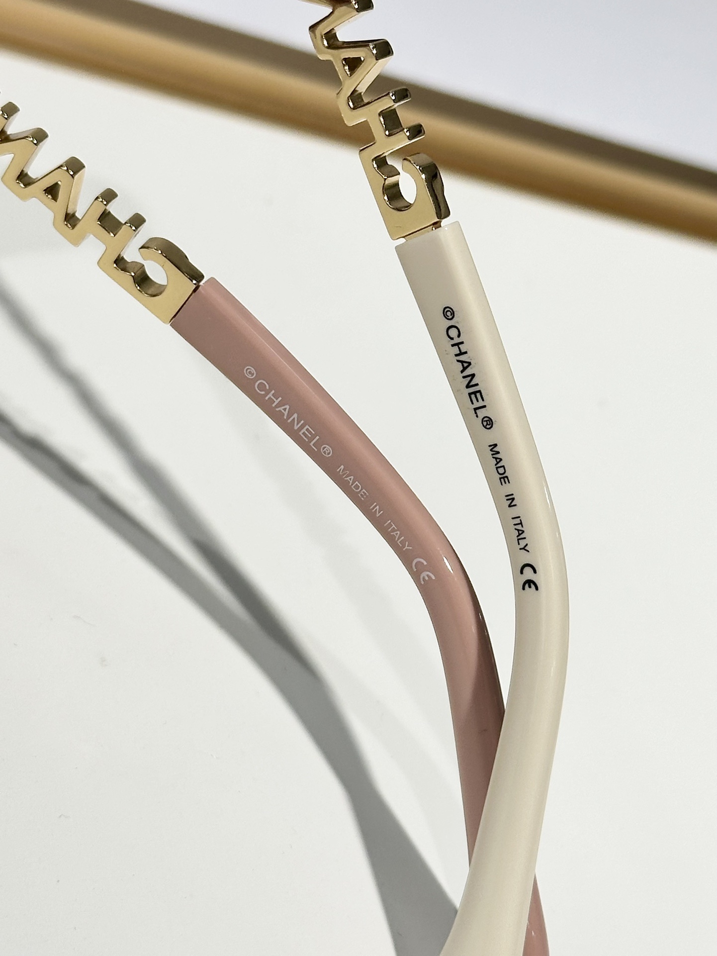 Chanel Luxury Oversized Sunglasses with Gold Chain Logo Temples