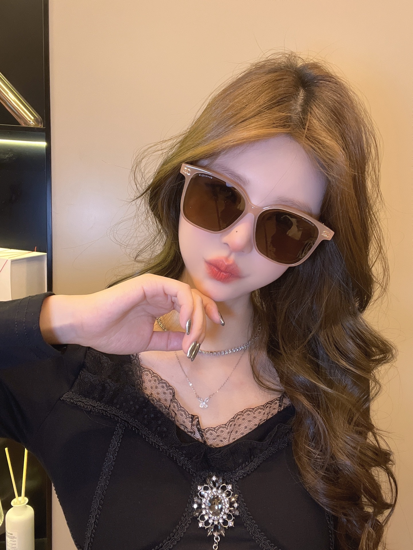 Chanel Square Oversized Sunglasses – Nude Beige Frame Brown Lens