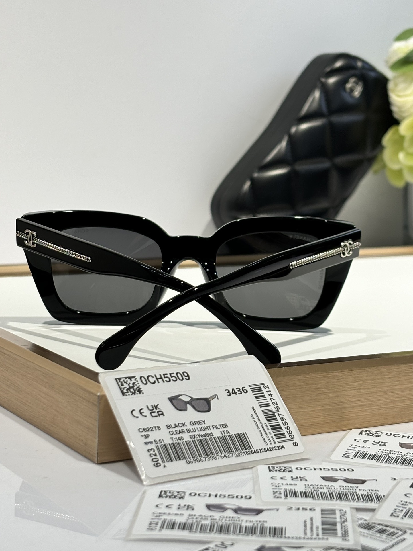 Chanel OCH5509 Luxury Square Sunglasses with Chain CC Logo