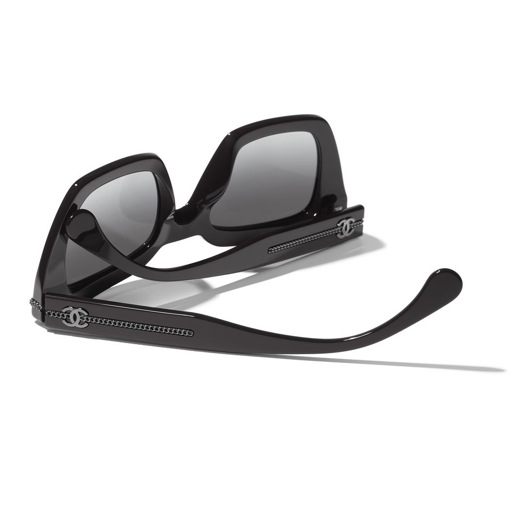 Chanel CH5509 Black Square Sunglasses with Chain Detail & CC Logo