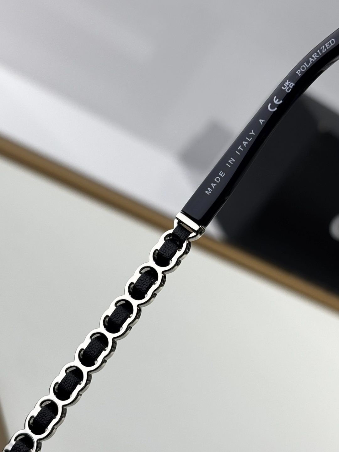 Chanel 5546Q Square Polarized Sunglasses with Chain Detail - Blue