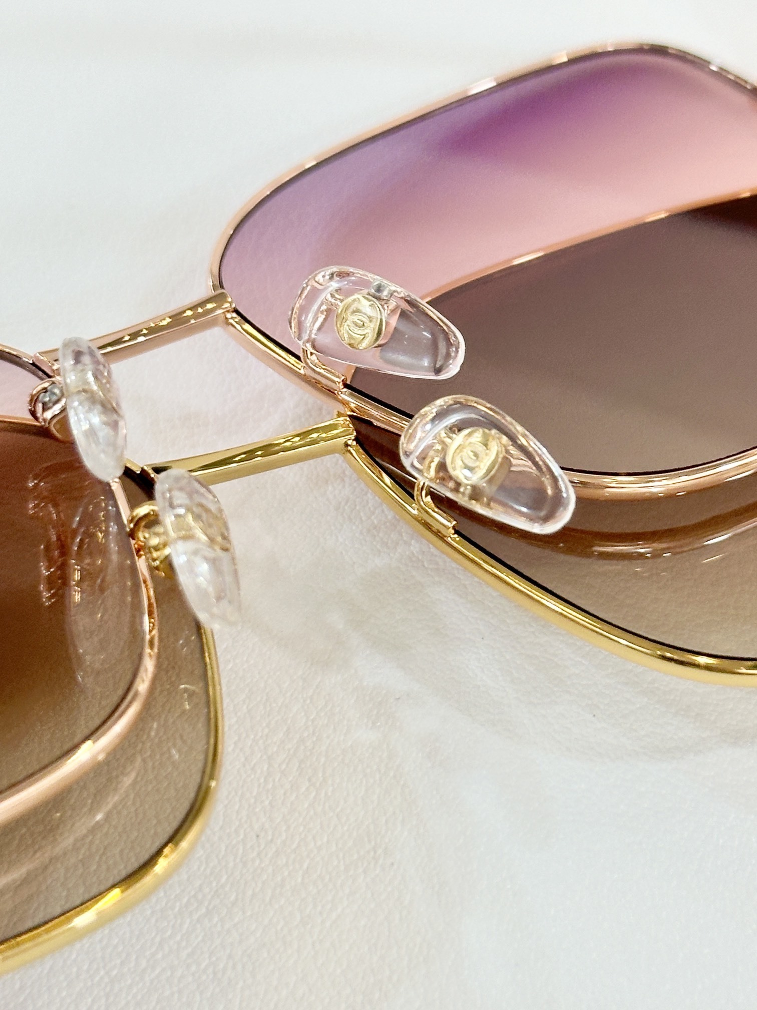 Chanel Luxury Oversized Square Metal Sunglasses - Gradient Lenses