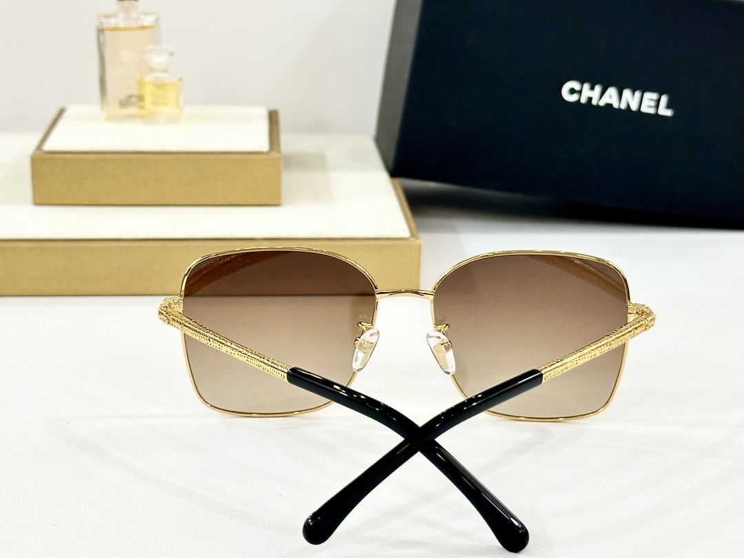 Chanel Luxury Oversized Square Metal Sunglasses - Gradient Lenses