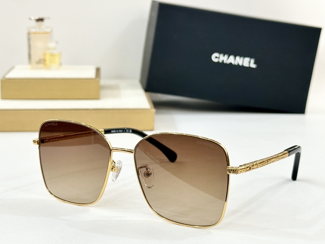Chanel Luxury Oversized Square Metal Sunglasses - Gradient Lenses
