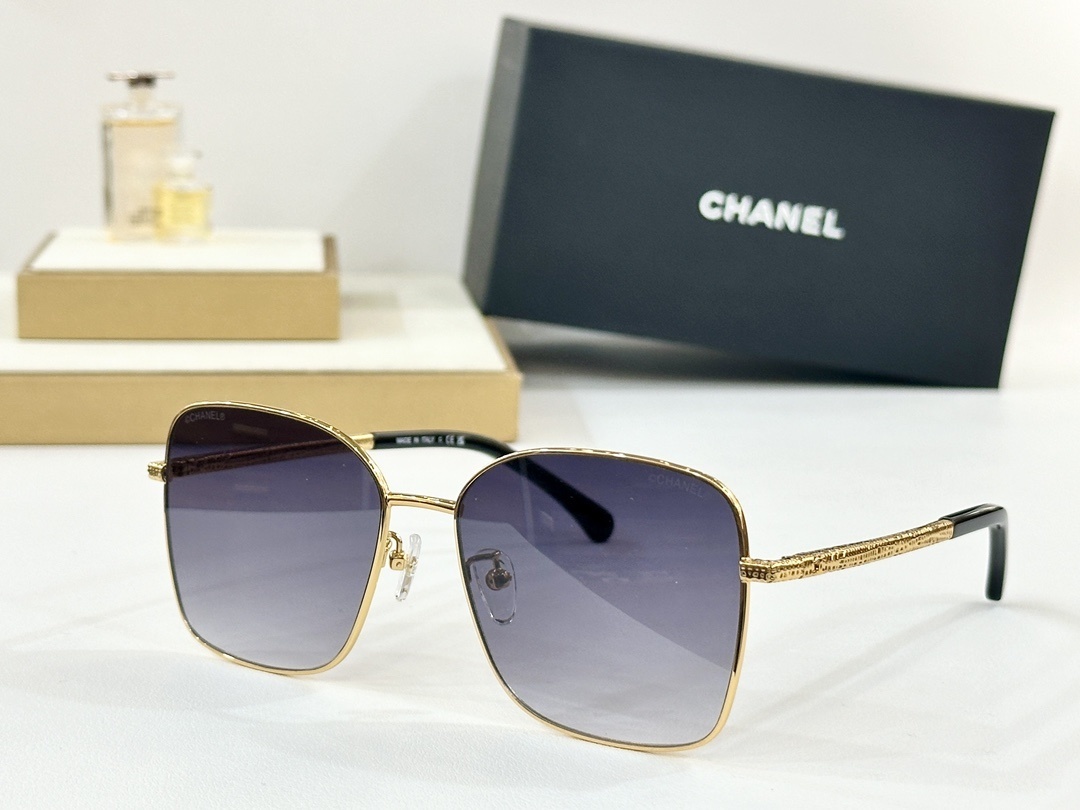 Chanel Luxury Oversized Square Metal Sunglasses - Gradient Lenses