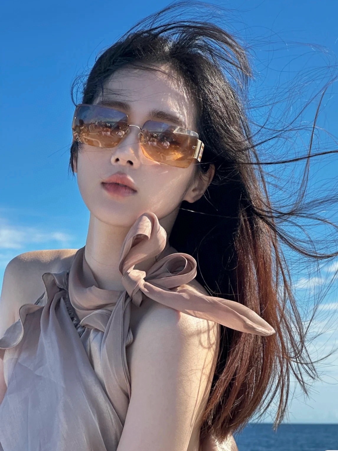 Vintage Chanel Rhinestone CC Rimless Sunglasses - Y2K Style