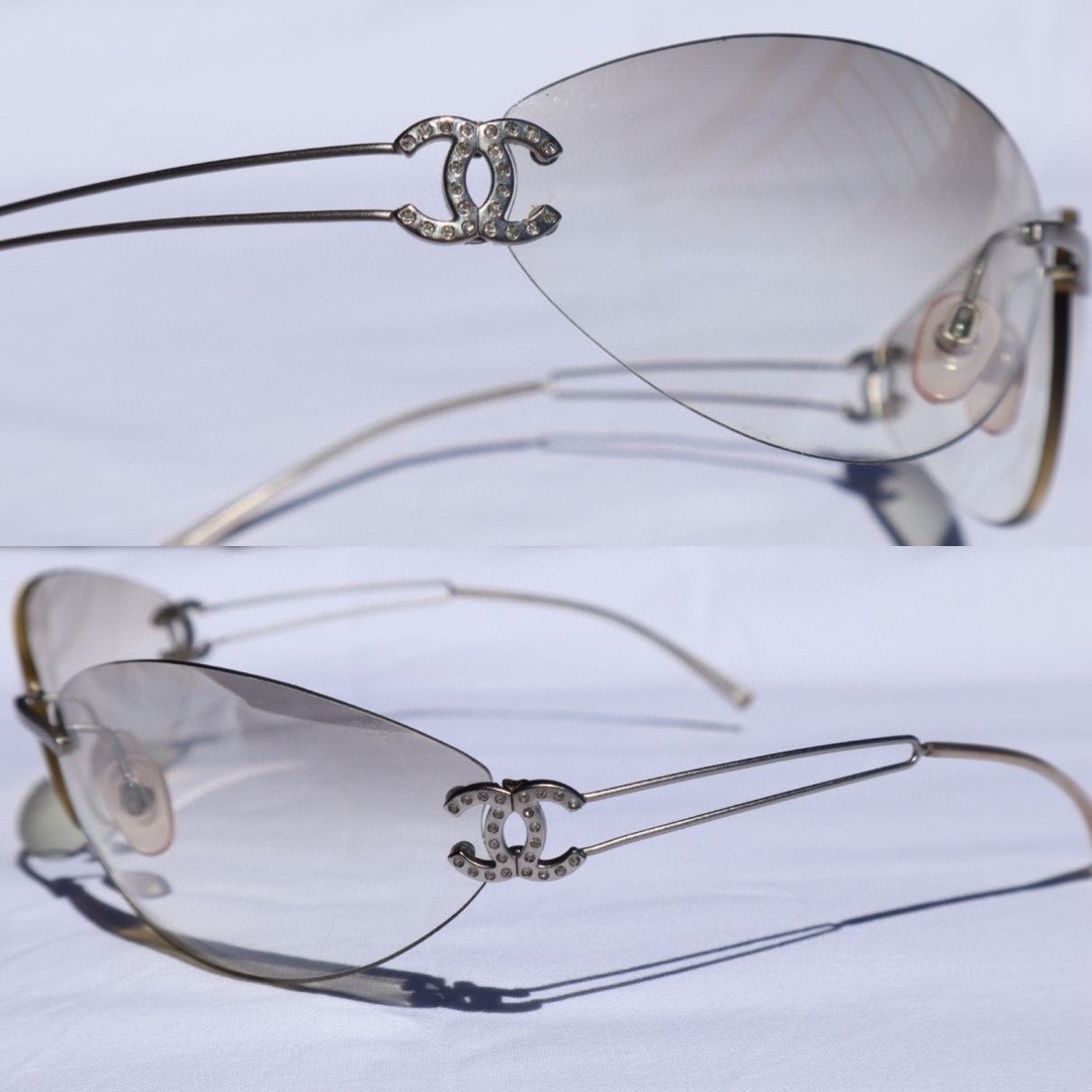 Vintage Chanel Rimless Oval Sunglasses - Y2K Gradient Tint