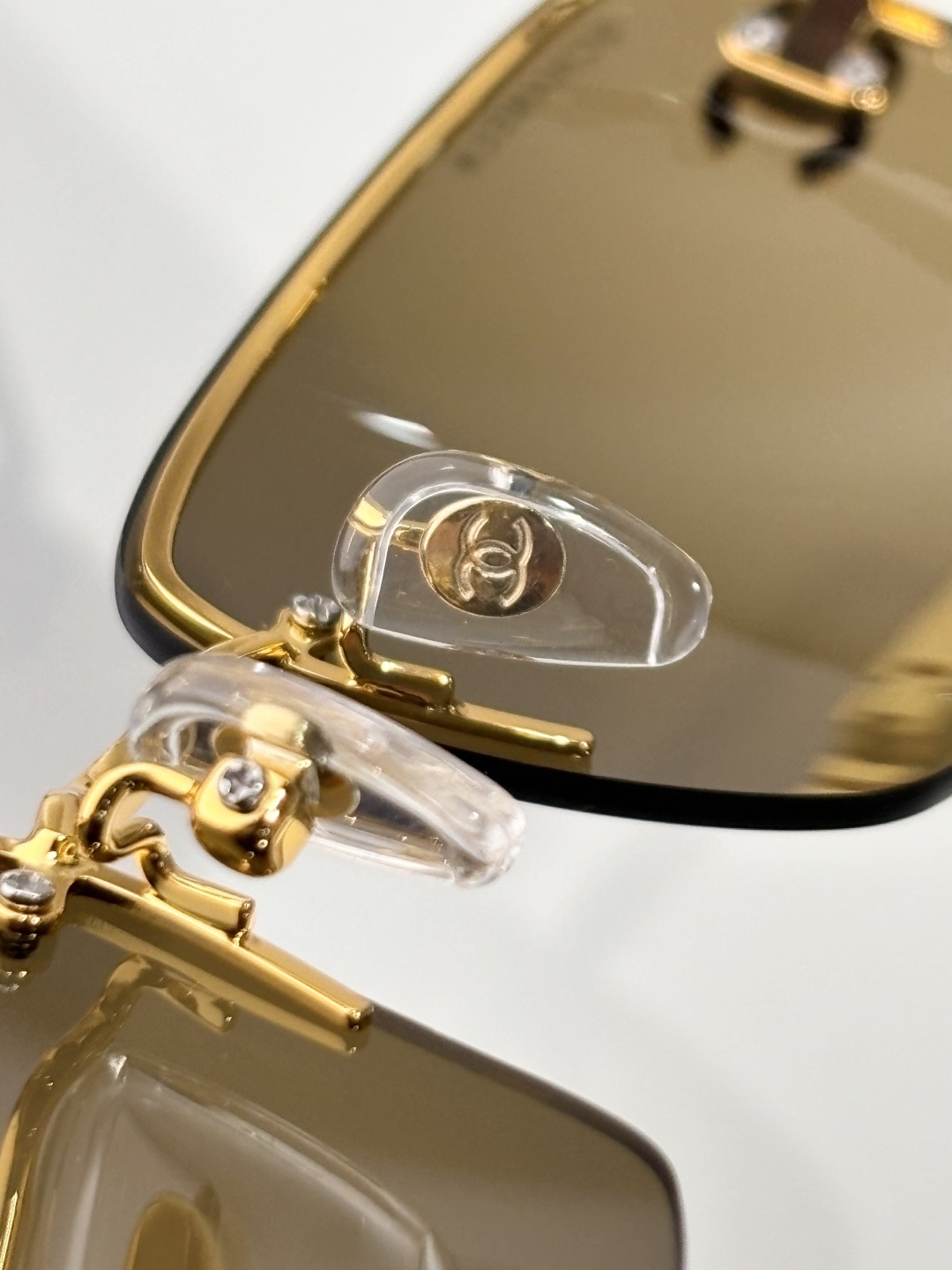 Chanel Rimless Sunglasses with Rhinestone CC Logo & Gradient Lens