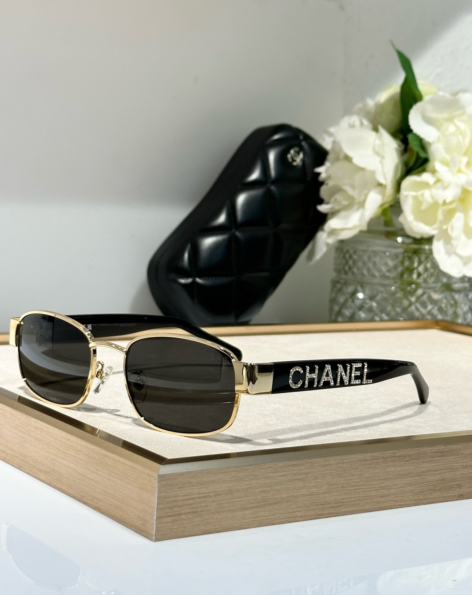 Chanel Luxury Rectangular Sunglasses - Elegant Metal Frame Series