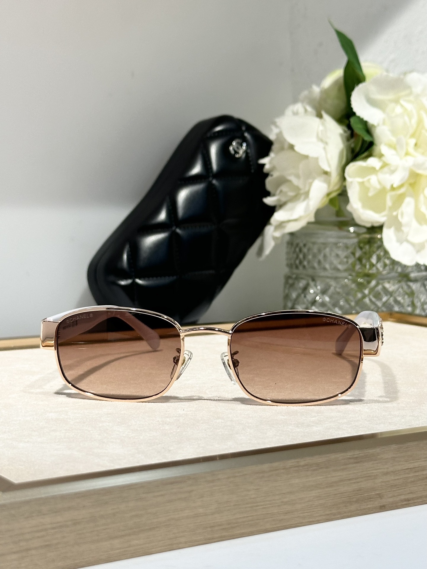 Chanel Luxury Rectangular Sunglasses - Elegant Metal Frame Series