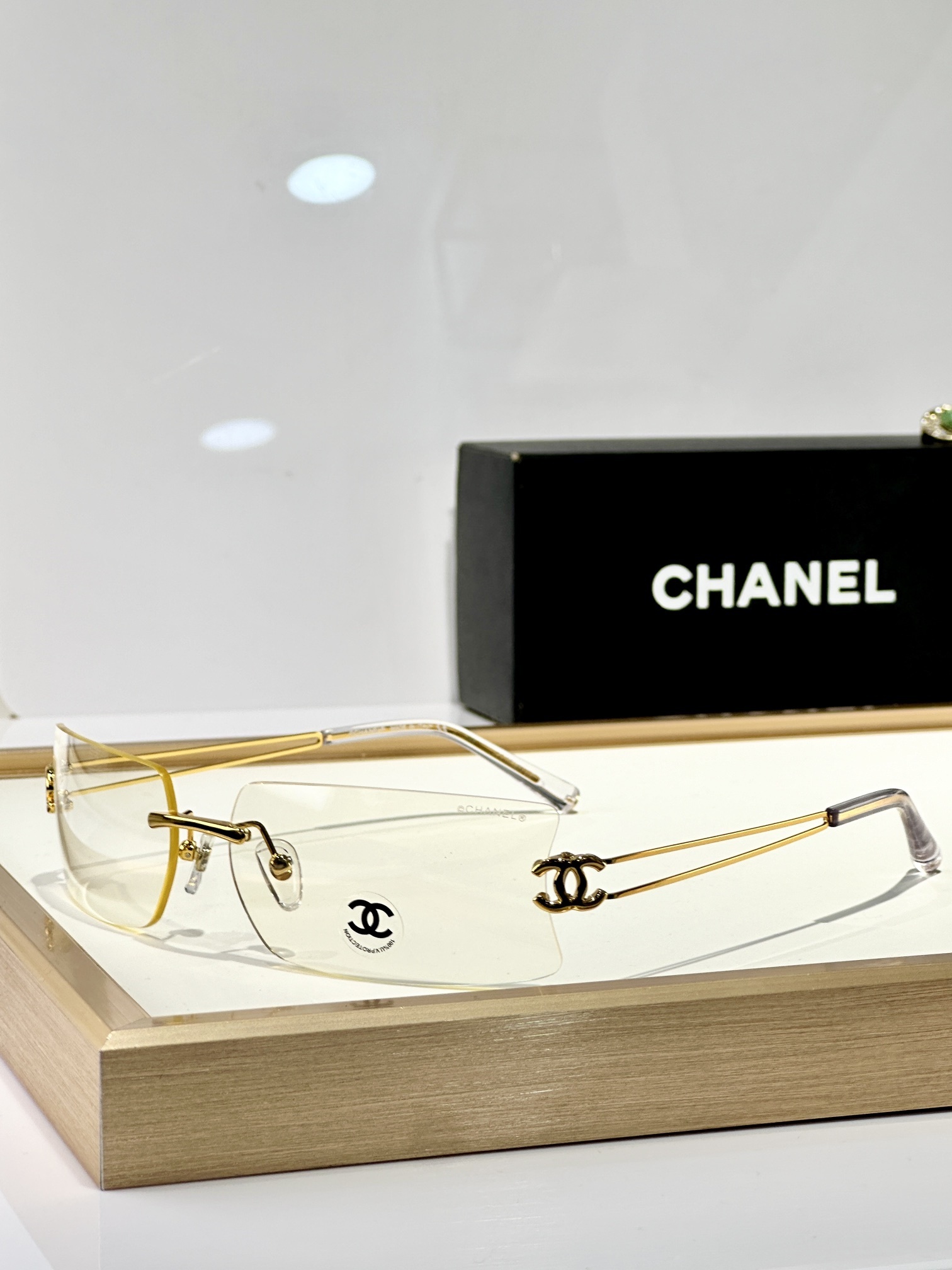 Chanel Rimless Y2K Sunglasses with Crystal Double C Logo