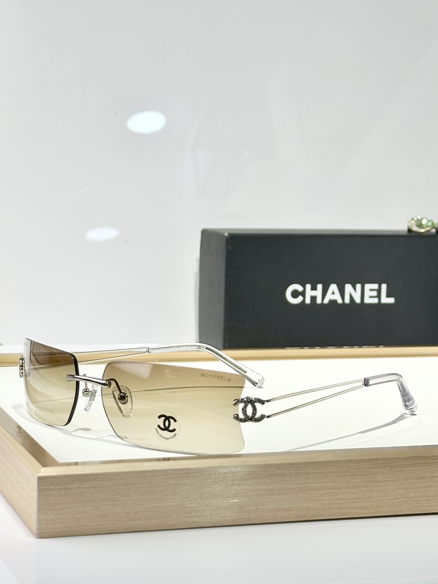 Chanel Rimless Y2K Sunglasses with Crystal Double C Logo