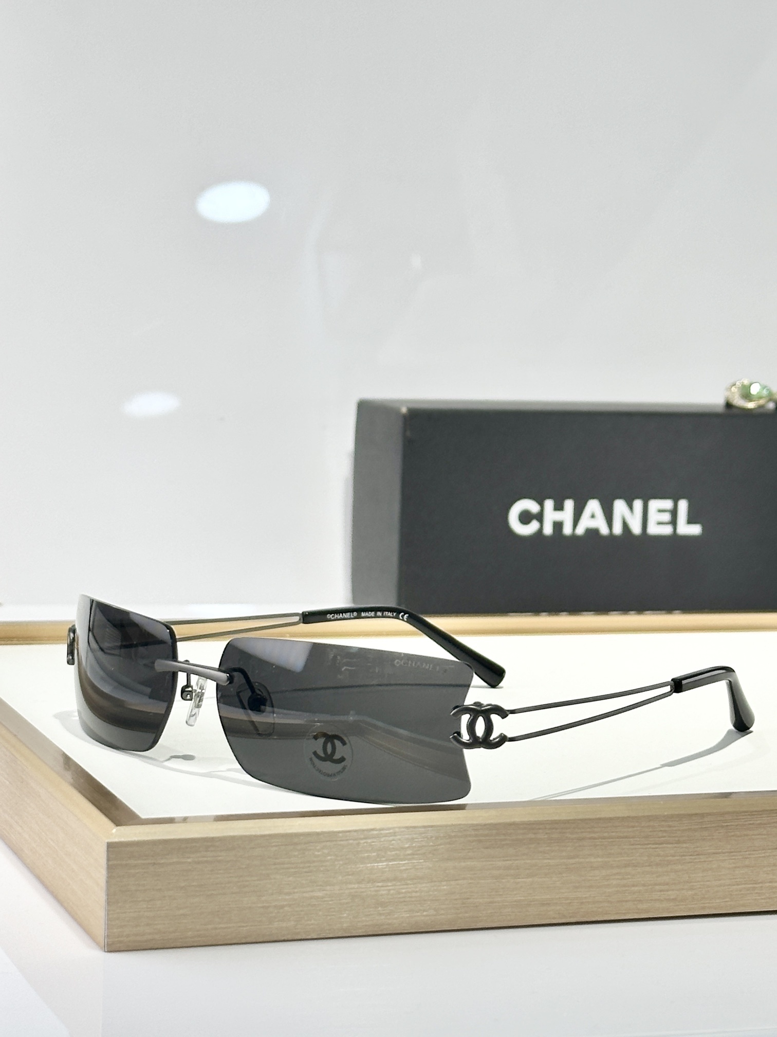 Chanel Rimless Y2K Sunglasses with Crystal Double C Logo