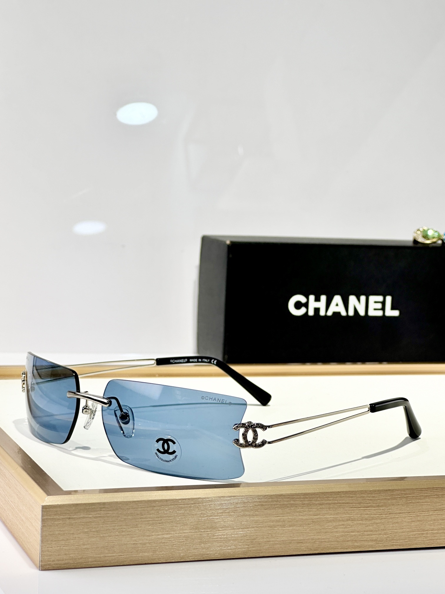 Chanel Rimless Y2K Sunglasses with Crystal Double C Logo