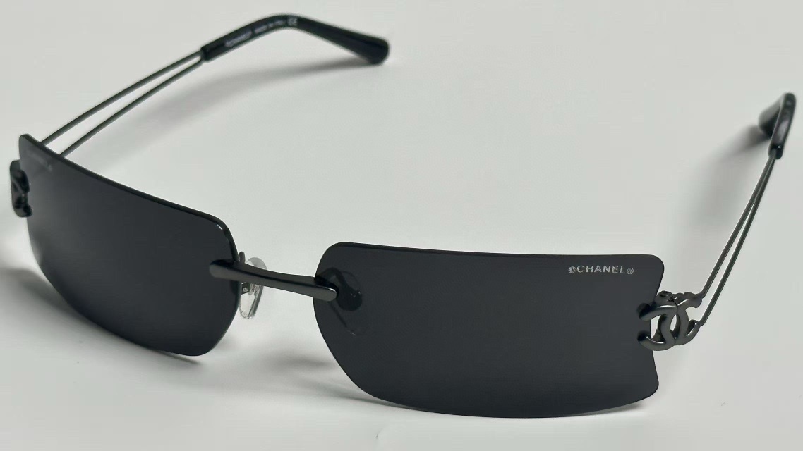 Vintage Y2K Rimless Shield Sunglasses Brown Tinted Crystal Eyewear