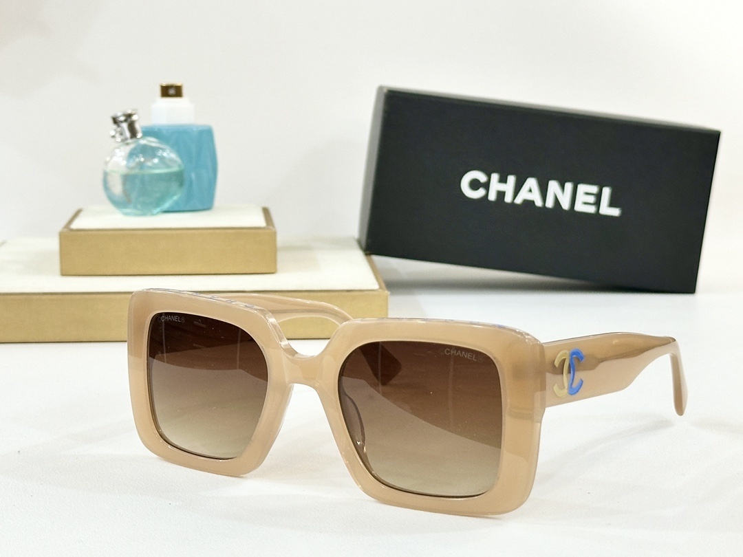 Chanel Luxury Square Tortoiseshell Sunglasses with Blue CC Logo